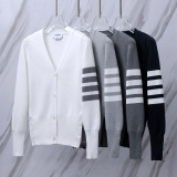 Thom Browne Women's Classic Four Bar Thick Knitted Sweater Cardigan