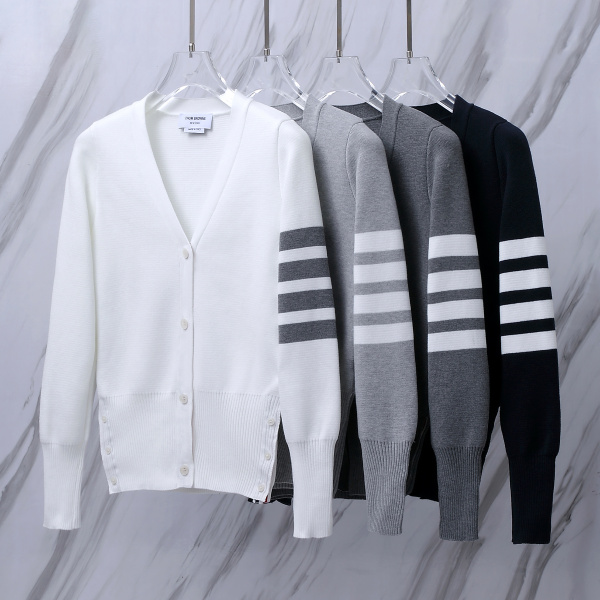 Thom Browne Women's Classic Four Bar Thick Knitted Sweater Cardigan
