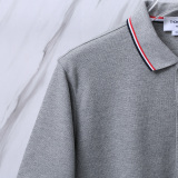 Thom Browne Unisex Classic Tri Color Ribbon Casual Versatile Polo Shirt