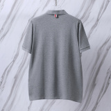 Thom Browne Unisex Classic Tri Color Ribbon Casual Versatile Polo Shirt