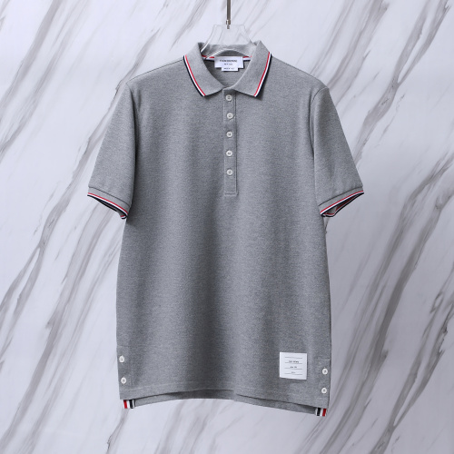 Thom Browne Unisex Classic Tri Color Ribbon Casual Versatile Polo Shirt
