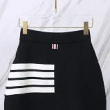 Thom Browne Women's Classic Four Bar Knitted Short Skirt Versatile Hip Wrap Skirt