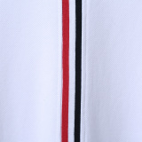 Thom Browne Unisex Classic Tri Color Ribbon Casual Versatile Polo Shirt