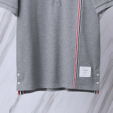 Thom Browne Unisex Classic Tri Color Ribbon Casual Versatile Polo Shirt