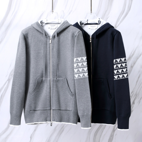 Thom Browne Classic Diamond Striped Four Bar Puppy Jacquard Zipper Sweater Cardigan