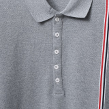 Thom Browne Unisex Classic Tri Color Ribbon Casual Versatile Polo Shirt