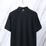 Thom Browne Unisex Classic Tri Color Ribbon Casual Versatile Polo Shirt
