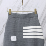 Thom Browne Women's Classic Four Bar Knitted Short Skirt Versatile Hip Wrap Skirt
