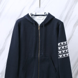 Thom Browne Classic Diamond Striped Four Bar Puppy Jacquard Zipper Sweater Cardigan