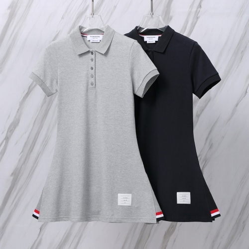 Thom Browne Fashion Tri color Ribbon Polo Dress Women's Casual Tennis Sports Dress