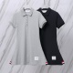 Thom Browne Fashion Tri color Ribbon Polo Dress Women's Casual Tennis Sports Dress
