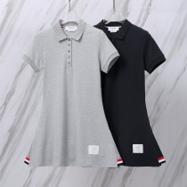 Thom Browne Fashion Tri color Ribbon Polo Dress Women's Casual Tennis Sports Dress Thom Browne Fashion Tri color Ribbon Polo Dress Women's Casual Tennis Sports Dress
