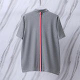 Thom Browne Unisex Classic Tri Color Ribbon Casual Versatile Polo Shirt