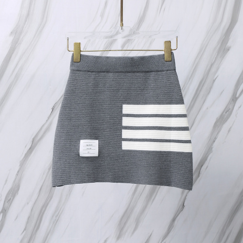 Thom Browne Women's Classic Four Bar Knitted Short Skirt Versatile Hip Wrap Skirt