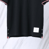 Thom Browne Unisex Classic Tri Color Ribbon Casual Versatile Polo Shirt