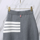 Thom Browne Women's Classic Four Bar Knitted Short Skirt Versatile Hip Wrap Skirt