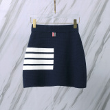 Thom Browne Women's Classic Four Bar Knitted Short Skirt Versatile Hip Wrap Skirt