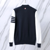 Thom Browne Unisex Classic Four Bar Contrast Zipper Sweater Baseball Jacket Coat