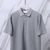Thom Browne Unisex Classic Tri Color Ribbon Casual Versatile Polo Shirt