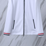 Thom Browne Unisex Classic Tri color Stripe Zipper Baseball Jacket