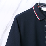 Thom Browne Unisex Classic Tri Color Ribbon Casual Versatile Polo Shirt