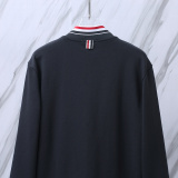 Thom Browne Unisex Classic Tri color Stripe Zipper Baseball Jacket