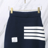 Thom Browne Women's Classic Four Bar Knitted Short Skirt Versatile Hip Wrap Skirt