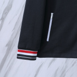 Thom Browne Unisex Classic Tri color Stripe Zipper Baseball Jacket
