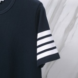 Thom Browne Classic Four Bar Round Neck Short Sleeve Couple's Casual Loose T-shirt