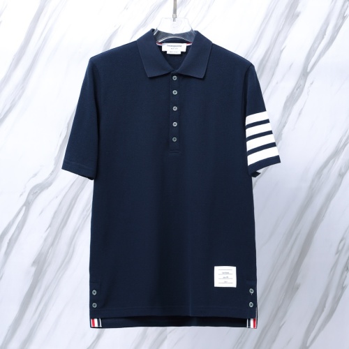 Thom Browne Unisex Classic Four Bar Casual Versatile Polo Shirt