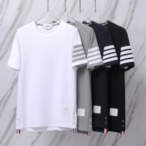 Thom Browne Classic Four Bar Round Neck Short Sleeve Couple's Casual Loose T-shirt