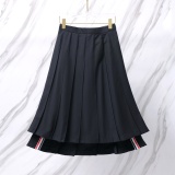 Thom Browne Women's Classic Four Bar High Waist Folding Skirt Commuter Versatile Short Skirt