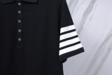 Thom Browne Unisex Classic Four Bar Casual Versatile Polo Shirt