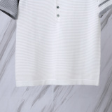 Thom Browne Unisex Classic Four Bar Splicing Knitted Short Sleeve Polo Shirt