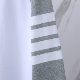 Thom Browne Unisex Classic Four Bar Splicing Round Neck Casual Long Sleeve T-shirt