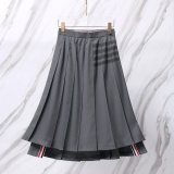 Thom Browne Women's Classic Four Bar High Waist Folding Skirt Commuter Versatile Short Skirt