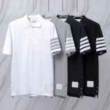 Thom Browne Unisex Classic Four Bar Casual Versatile Polo Shirt