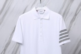 Thom Browne Unisex Classic Four Bar Casual Versatile Polo Shirt