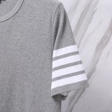 Thom Browne Classic Four Bar Round Neck Short Sleeve Couple's Casual Loose T-shirt
