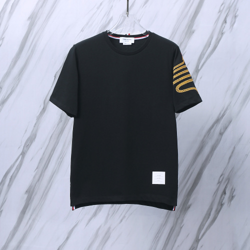 Thom Browne Classic Embroidered Striped Round Neck Short Sleeve Unisex Casual Versatile T-shirt