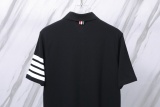 Thom Browne Unisex Classic Four Bar Casual Versatile Polo Shirt