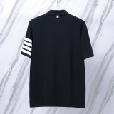 Thom Browne Unisex Classic Four Bar Casual Versatile Polo Shirt
