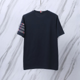 Thom Browne Classic Embroidered Rose Four Bar Short Sleeve Unisex Casual Versatile T-shirt