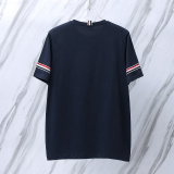 Thom Browne Classic Tri Color Ribbon Round Neck Short Sleeve Unisex Casual Versatile T-shirt