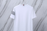Thom Browne Classic Embroidered Striped Round Neck Short Sleeve Unisex Casual Versatile T-shirt