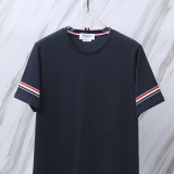 Thom Browne Classic Tri Color Ribbon Round Neck Short Sleeve Unisex Casual Versatile T-shirt