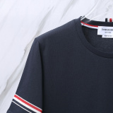 Thom Browne Classic Tri Color Ribbon Round Neck Short Sleeve Unisex Casual Versatile T-shirt
