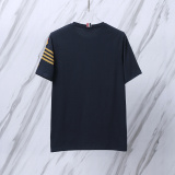 Thom Browne Classic Embroidered Striped Round Neck Short Sleeve Unisex Casual Versatile T-shirt