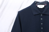 Thom Browne Unisex Classic Four Bar Casual Versatile Polo Shirt