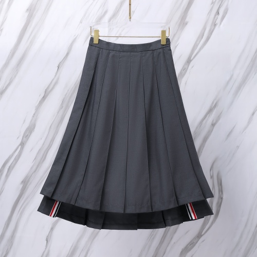 Thom Browne Women's Classic Three Color Ribbon High Waist Ruffle Skirt Commuter Versatile Short Skirt